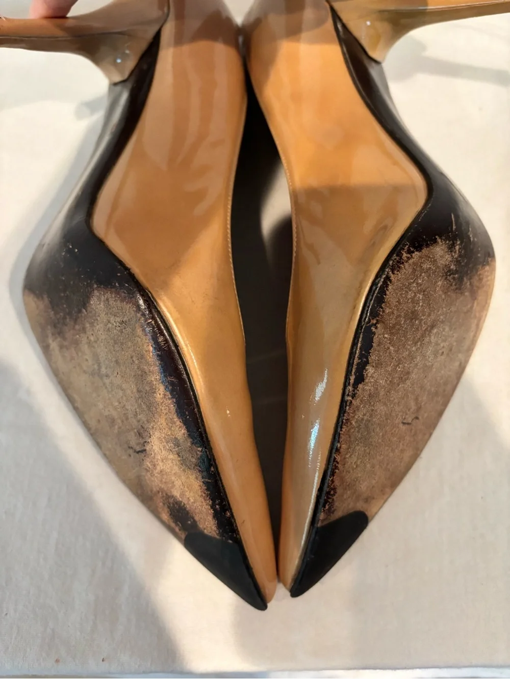 Stuart Weitzman Patent Nude Pointed-Toe Stiletto Pumps